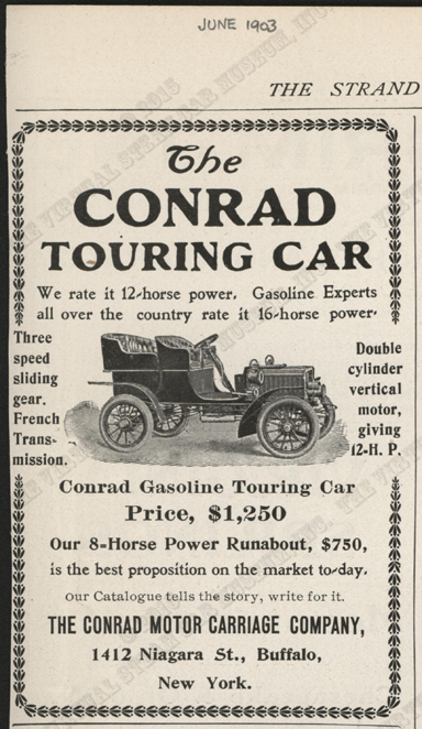 Contad Motor Carriage Company, 1902 unknown magazine advertisement